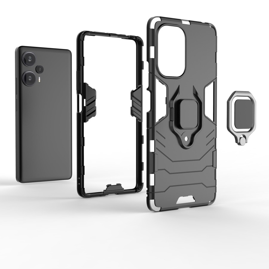 XIAOMI POCO F5 CASE HYBRID RING PANTHER COVER TPU ARMOR STANDING HARD CASE