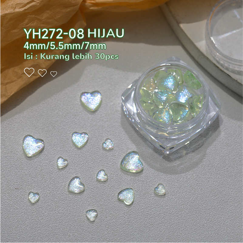 [ COD ] Hiasan Kuku 3d Nail Untuk Aksesoris Nail Art/Manicure Charms Berlian/Aurora Love Decoration Crystal Nail Art