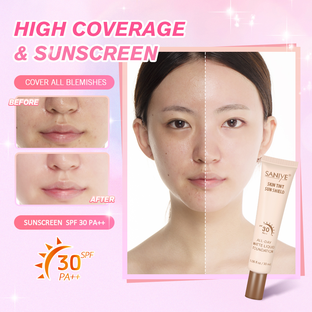 SANIYE Matte Foundation Cream Alas Bedak Tahan Lama Original SPF30 Sunscreen 4 Warna R6005