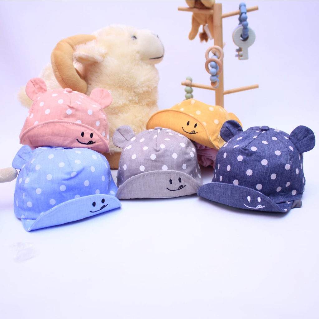 NIA BABY TOPI ANAK POLKADOT SMILE - TOPI ANAK MOTIF POLKADOT