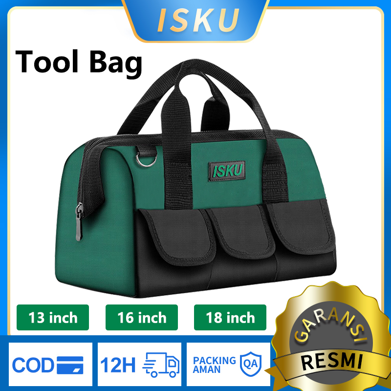 ISKU Tool Bag / Tas Simpan Perkakas Multifungsi Bahan Kuat Anti Air Tool Bag Perkakas 13 16 18 inch