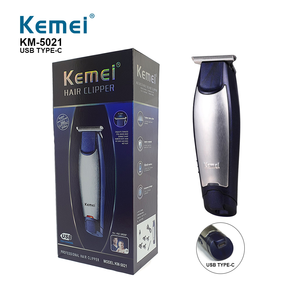 Kemei KM-5021 Hair Clipper Cordless USB Type-C Charger Port Cukur Rambut