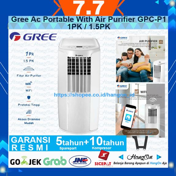 Gree GPC-P1 AC Portable 2in1 With Air Purifier 1PK 1.5PK Wifi Control Pendingin Ruangan Carbon Filter 6 Proteksi Ganda 360° Wheel Roda
