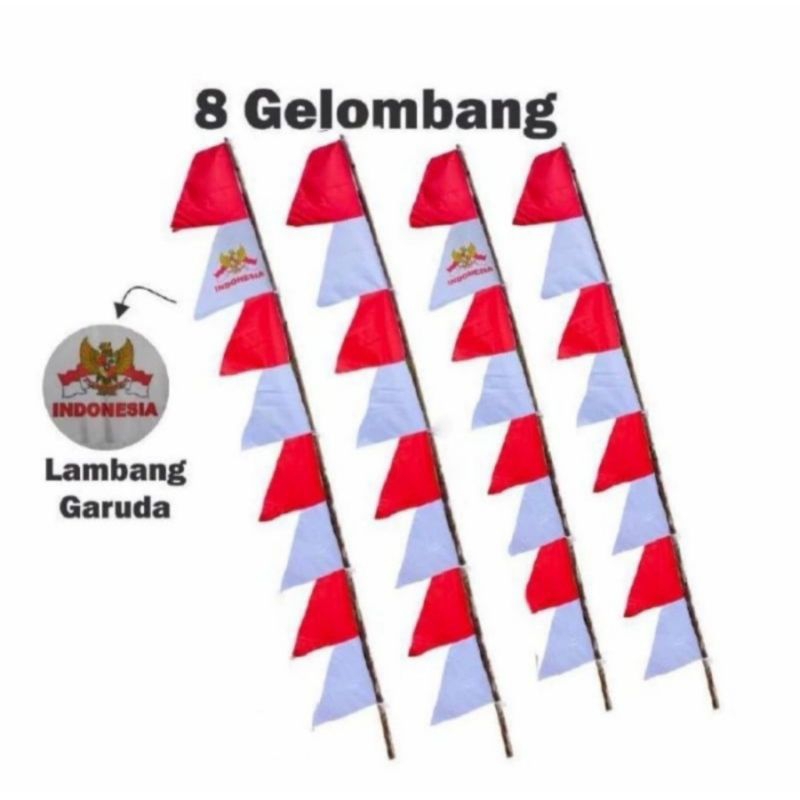 [Besar 270cm] Bendera Umbul Umbul Gergaji Agustusan Garuda 8 Mata Gelombang 2,7m Besar