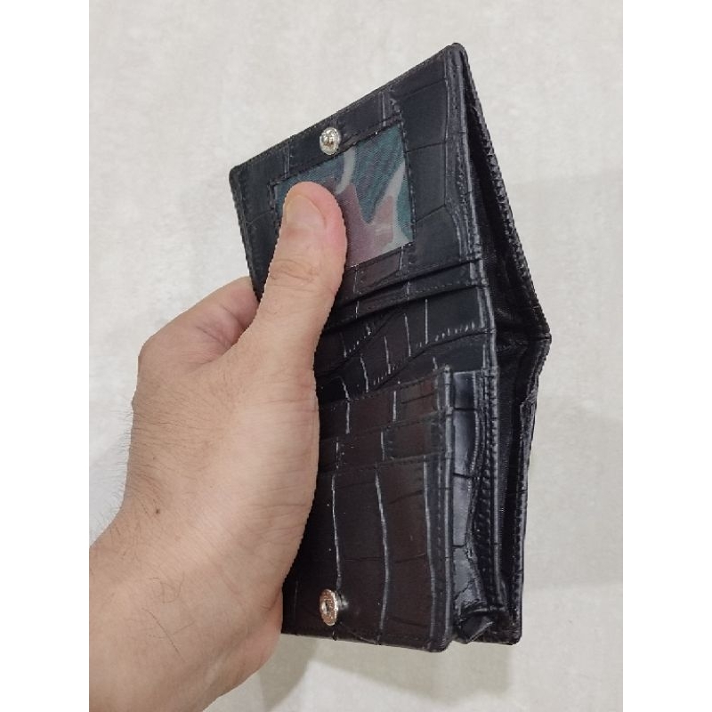 Dompet kartu kancing ori motif croco