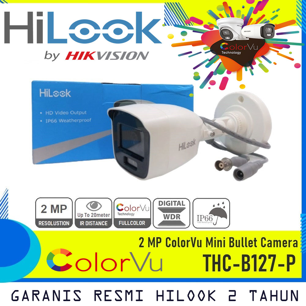 CCTV HILOOK by HIKVISION 2MP COLORVU OUTDOOR THC-B127-P / FULL TIME COLLOR