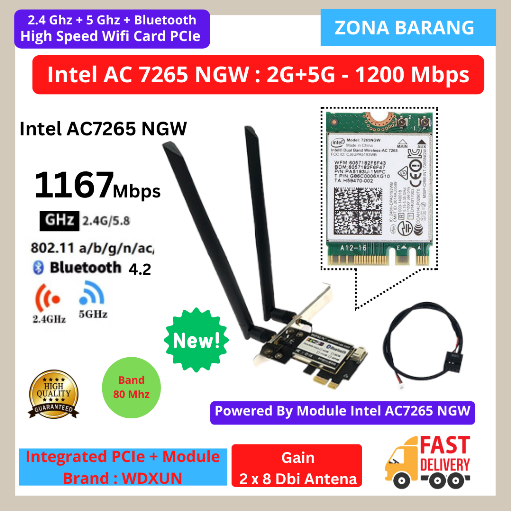 High Speed Wifi Card PCIe Dual Band AX210 AC9260 AC7265 AC8265 MT7921K M.2 NGFF Wireless Card Set Bluetooth Adapter PCI Express