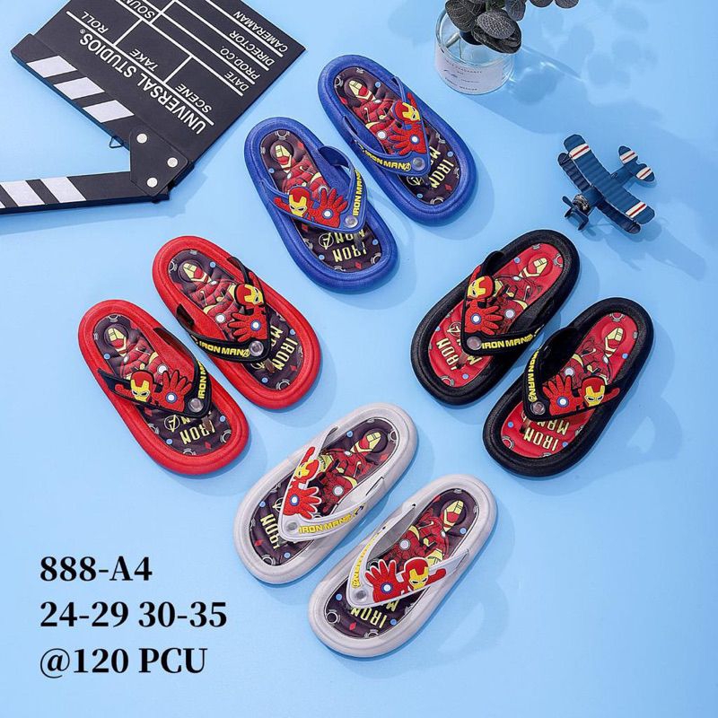 Sandal import anak Laki Sandal jepit Iron-Man Sendal karet anak 2-10thn(24-35) Sendal karet premium