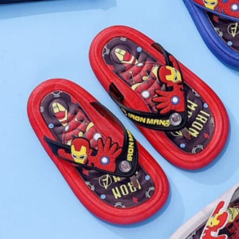 Sandal import anak Laki Sandal jepit Iron-Man Sendal karet anak 2-10thn(24-35) Sendal karet premium