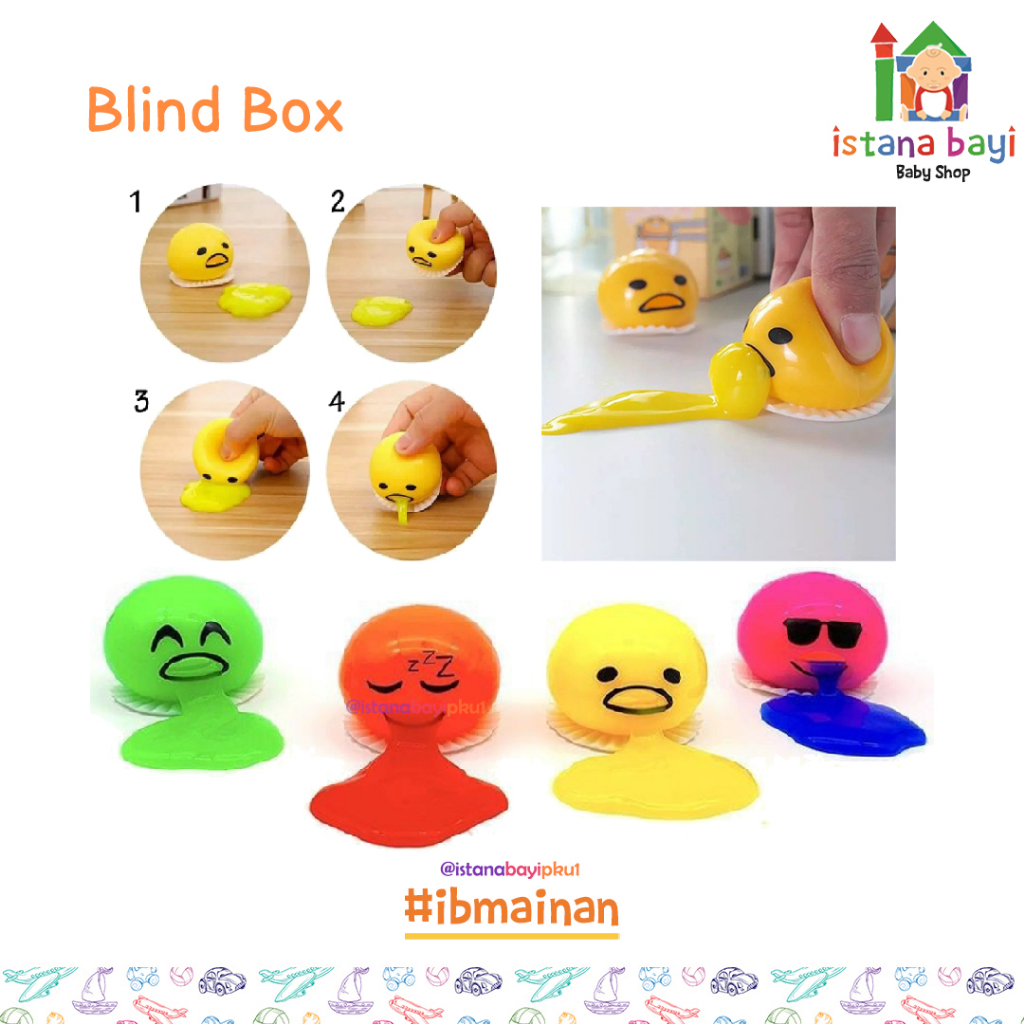 Blind Box Mainan Telur Muntah - Mainan squishy slime telur muntah - Mainan Anak