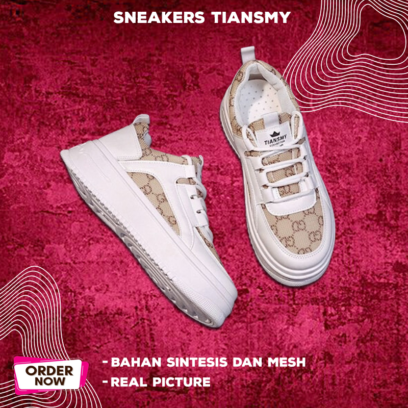Sepatu Sneakers Wanita Putih Motif Korea Pvn Kekinian Import Korean Style Casual Terbaru 2023 Kets T