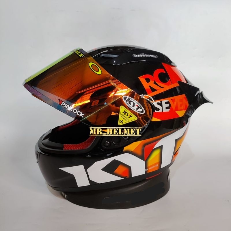 100% ORIGINAL HELM KYT RC7 #19 MOTIF BLACK ORANGE PAKET GANTENG
