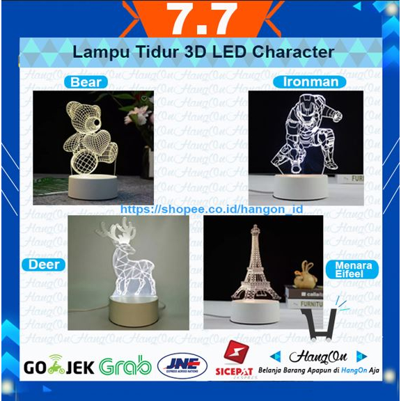 Lampu Tidur 3D / lampu hias Creative Visualization Lamp Character