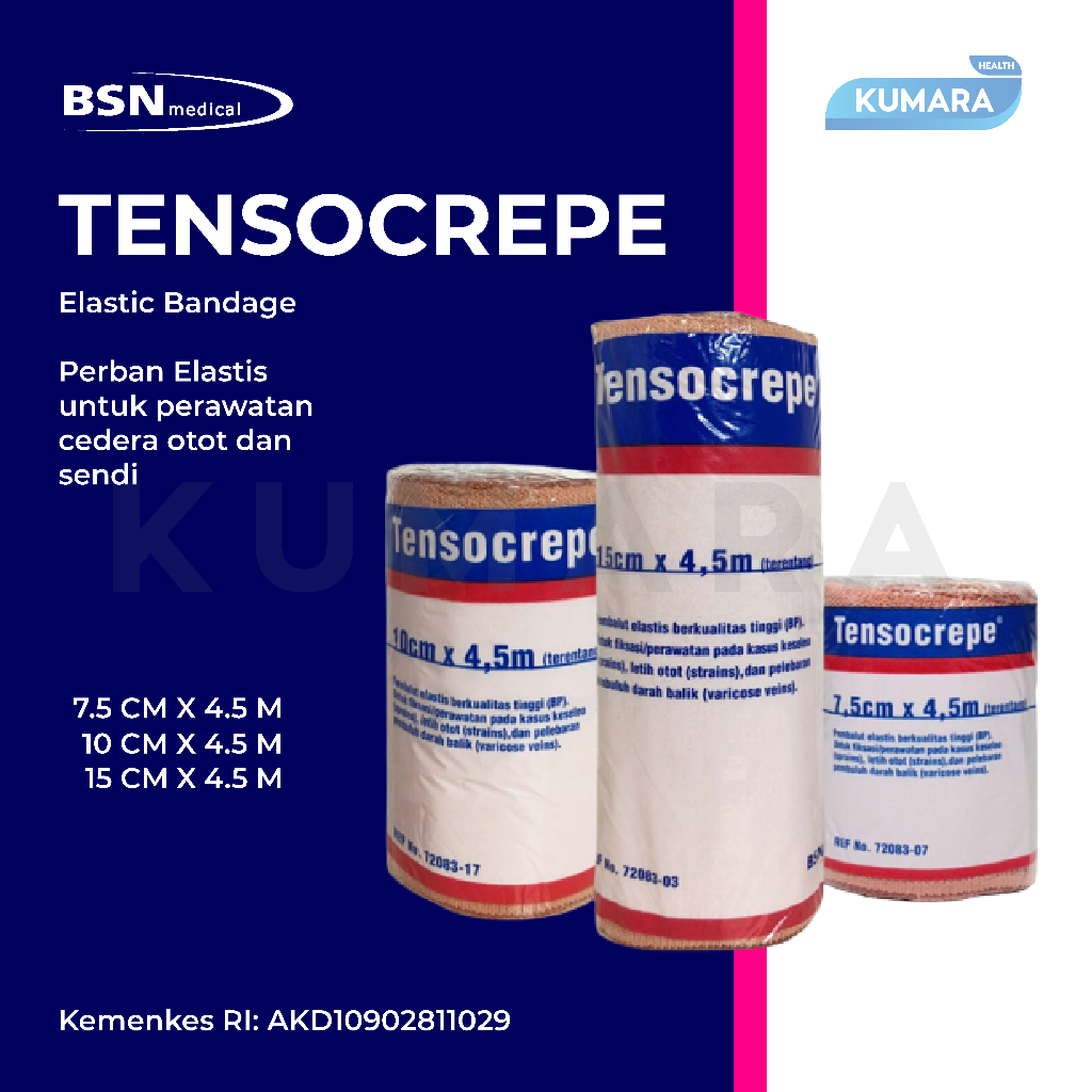 BSN - Tensocrepe Perban Elastis | Elastic Bandgate Perban Patah Tulang 3inch, 4inch, 6inch | KUMARA