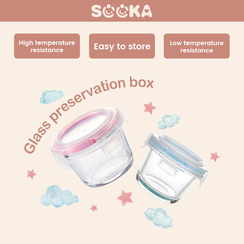 Sooka Tempat Mpasi Kotak Kontainer Kaca Wadah Mpasi Kaca Penyimpanan Mpasi Glass Baby Food Container Ukuran 130/160ml SK-ECA1147