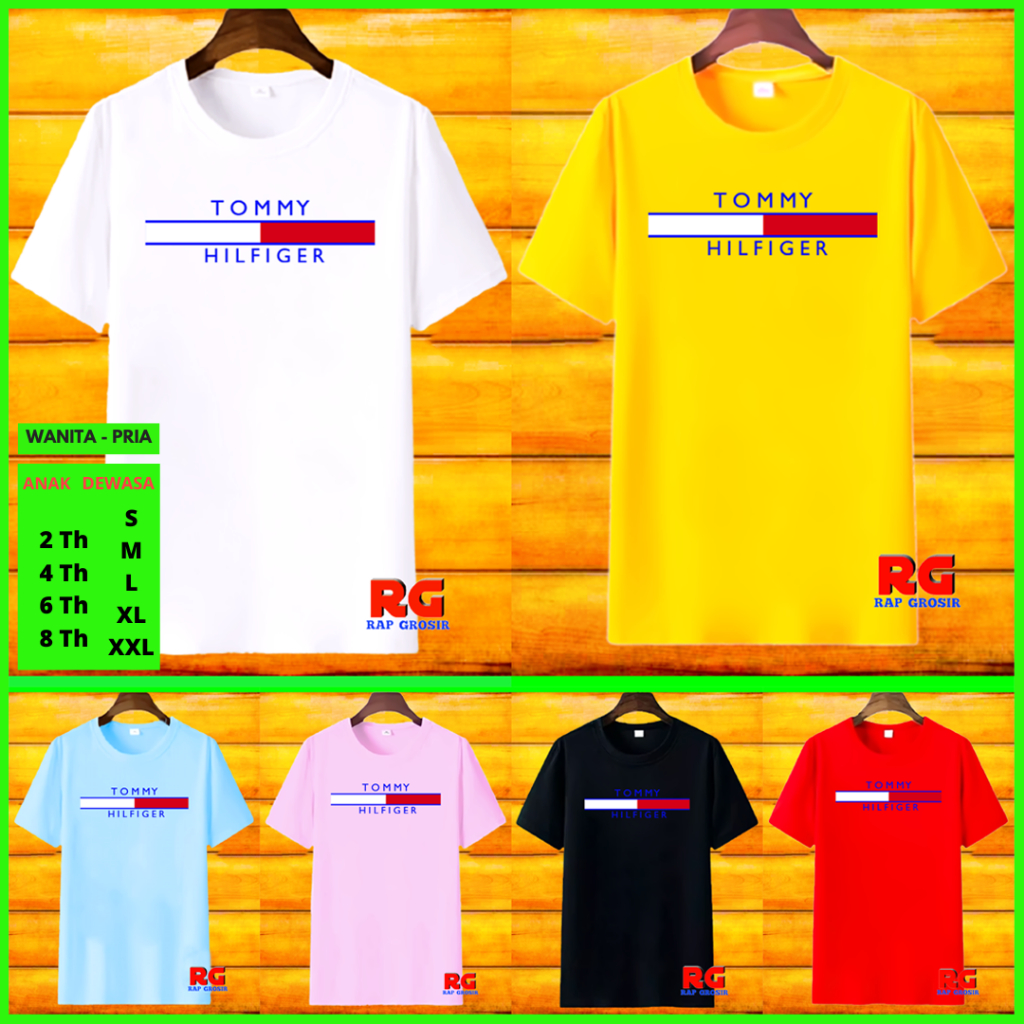 Baju Kaos Tommy Hilfiger - Baju Kaos Wanita Pria - Baju Atasan Wanita Terbaru - Kaos Distro Pria Cow