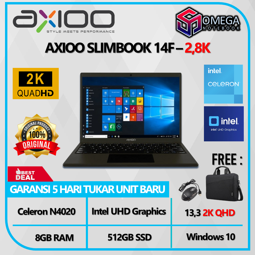 Laptop AXIOO SLIMBOOK 13 S1 / SLIMBOOK 14F / SLIMBOOK 11G / Mybook 11G N4020 4GB / 6GB  / 8GB 128GB/256GB SSD 13.3WQXGA 2.5K