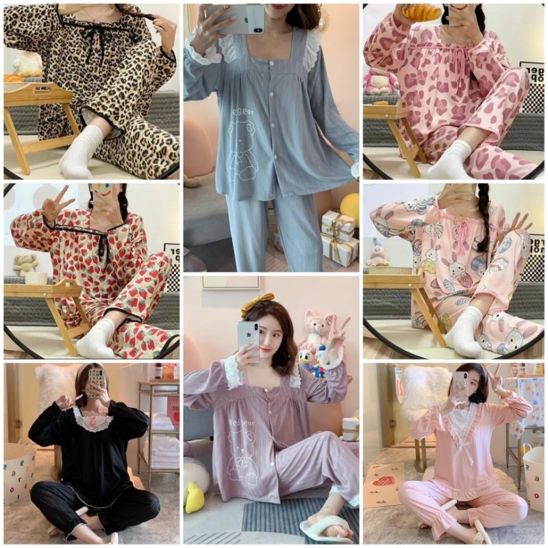 Baju tidur wanita fashion wanita set piyama wanita murah