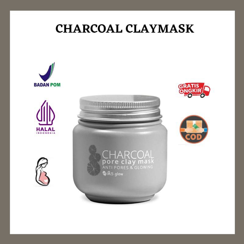 (BISA COD) Charcoal Claymask Ms Glow / Masker Charcoal MSGLOW Original / Claymask Charcoal Ori