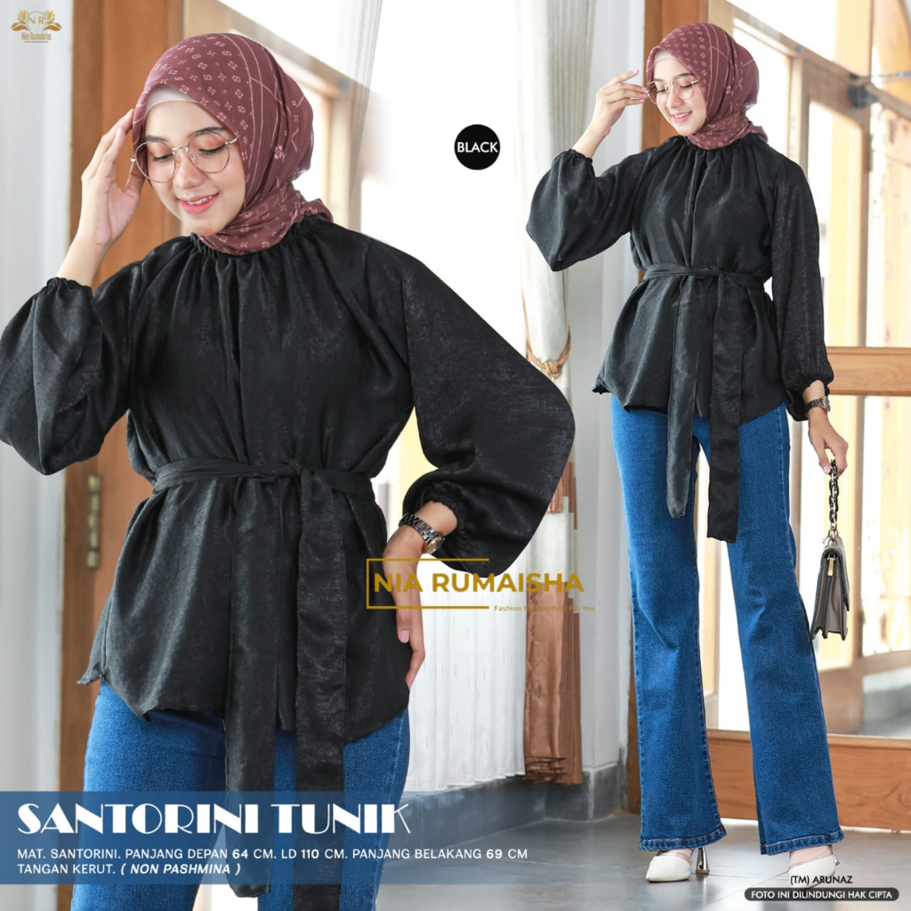 Santorini Tunik Atasan Kemeja Casual Wanita Original By Nia Rumaisha