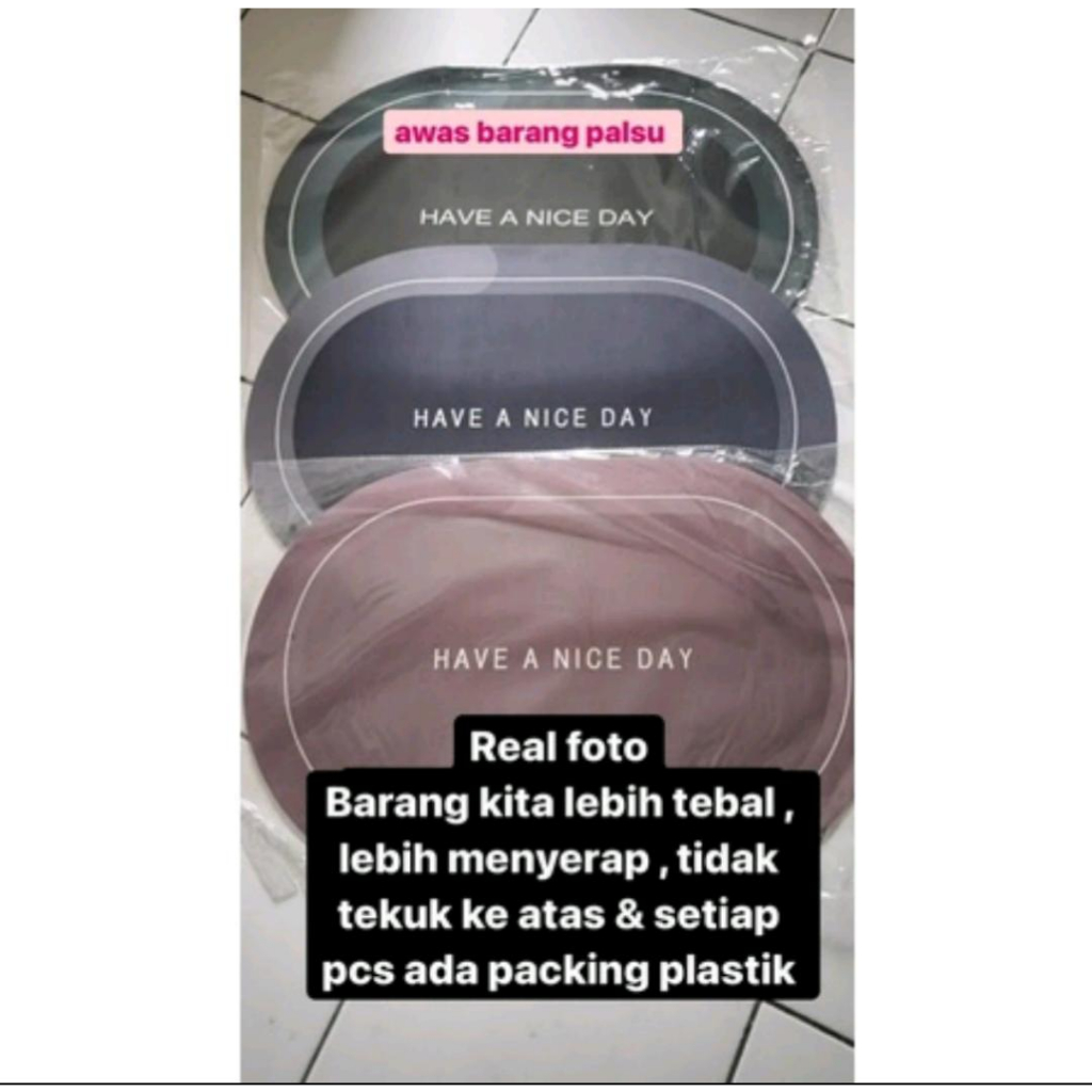 Keset Diatomite Cepat Kering Anti Slip / Keset Kamar Mandi Oval