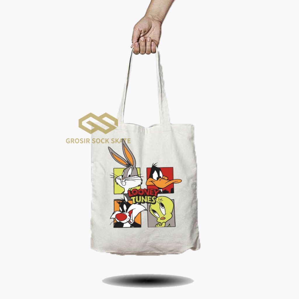 Totebag Kanvas Looney Tunes/ Tas Tote Music / Musik Band