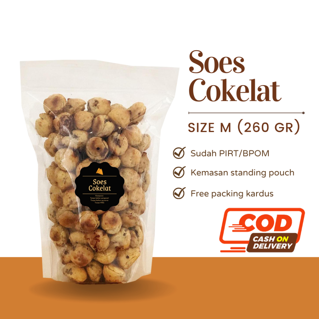 [DELISH SNACKS] Soes Cokelat / Vanilla (M) / Snack Cemilan / Sus Kering Mini Isi Coklat Camilan Manis
