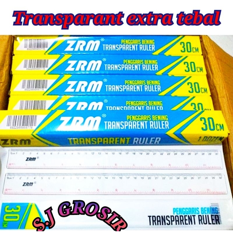 

Penggaris mika transparant bening extra tebal 30cm