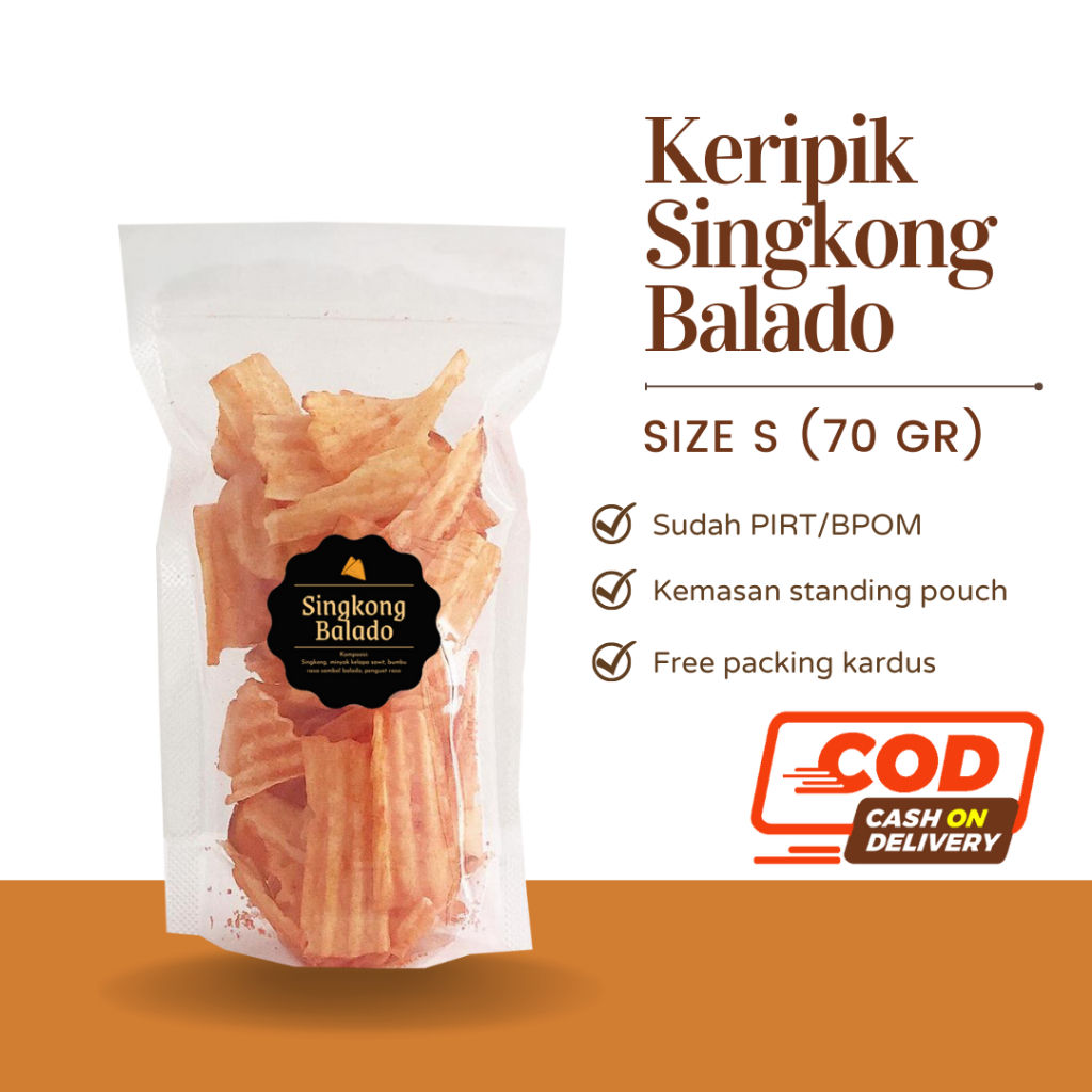 [DELISH SNACKS] Keripik Singkong Asin / Balado / Lada / Keju (S) 70gr / Snack Cemilan Camilan Pedas Gurih