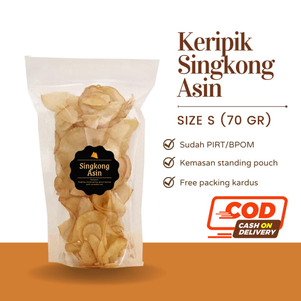 [DELISH SNACKS] Keripik Singkong Asin / Balado / Lada / Keju (S) 70gr / Snack Cemilan Camilan Pedas Gurih