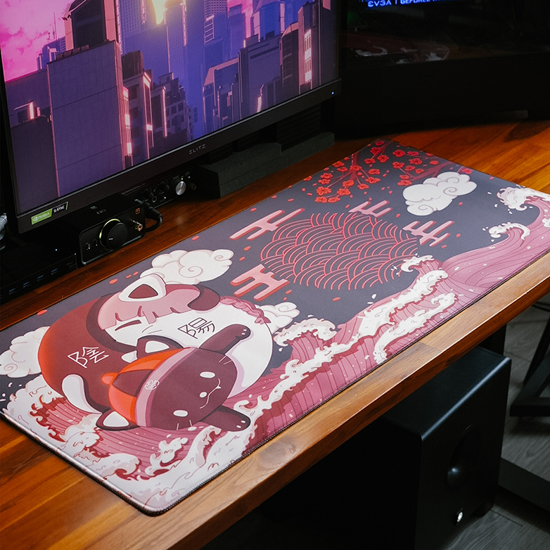 Galatix MousePad Cat Yin and Yang Japanase Deskmat Waterproof 400x900x4mm