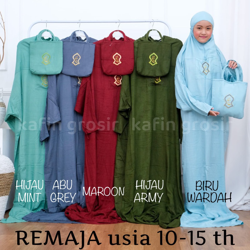 Mukena Anak Remaja Usia 10-14 tahun Terompah Terusan Bali Polos Mukenah Hadramaut Rayon Anak