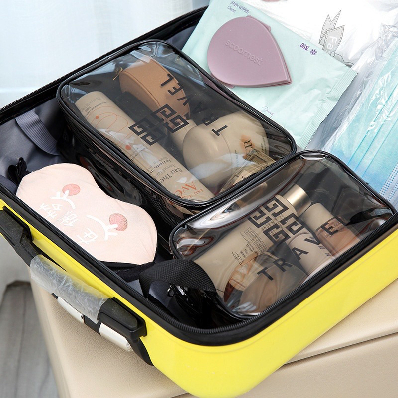 (Baru) TAS KOSMETIK Travel Pouch Transparan Tempat Make Up Bag Peralatan Alat Mandi Transparant Anti Air