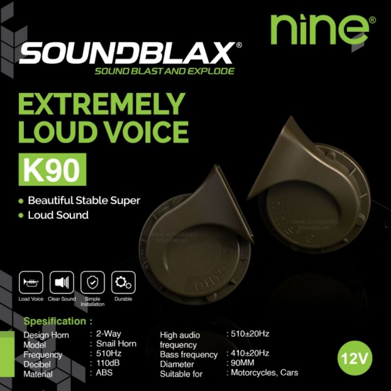 SOUND BLACX K80 K90 KLAKSON KEONG NINE DOWBLE HIGH/LOW MOBIL MOTOR WATERPROOF