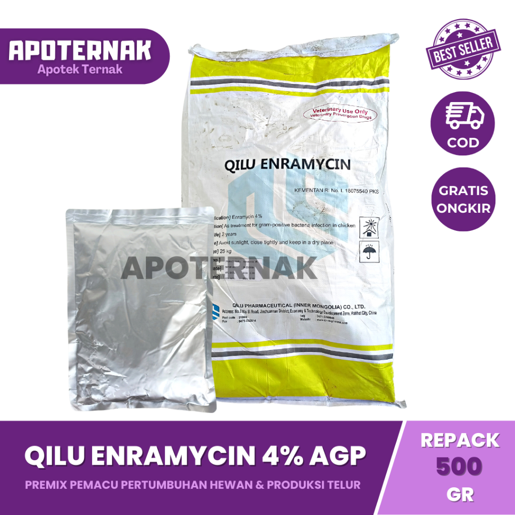 QILU ENRAMYCIN 4% (AGP) 500 gram | Premix Anti Microba Feed Additive Pemacu Produksi Telur