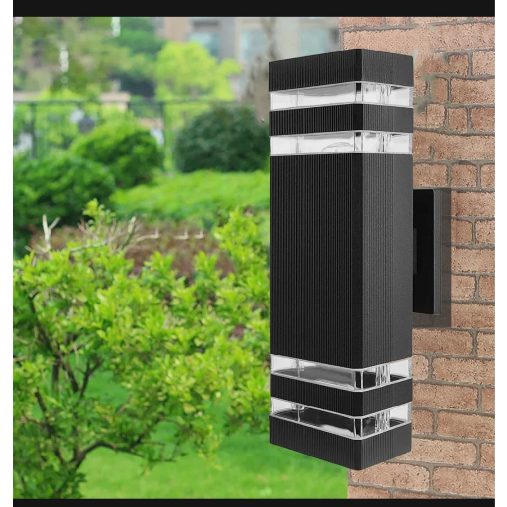 Lampu Dinding Tempel Hias Taman Pilar Teras Outdoor 1 / 2 Arah Kotak Segi BAYAR DI TEMPAT