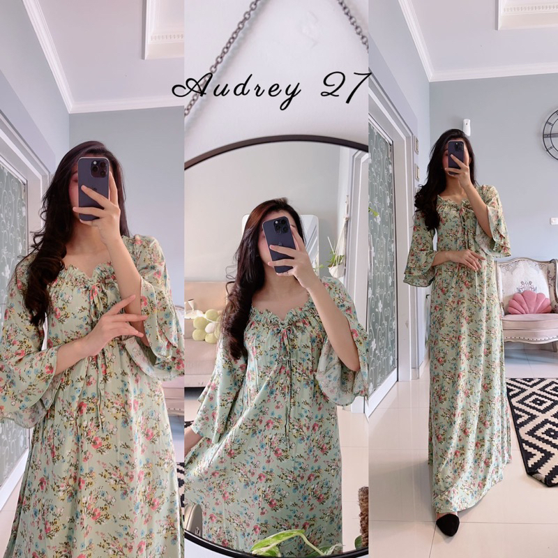 Daster arab FAIRUZ AUDREY Long Dress Rayon Motif Terkini Top model Best Seller