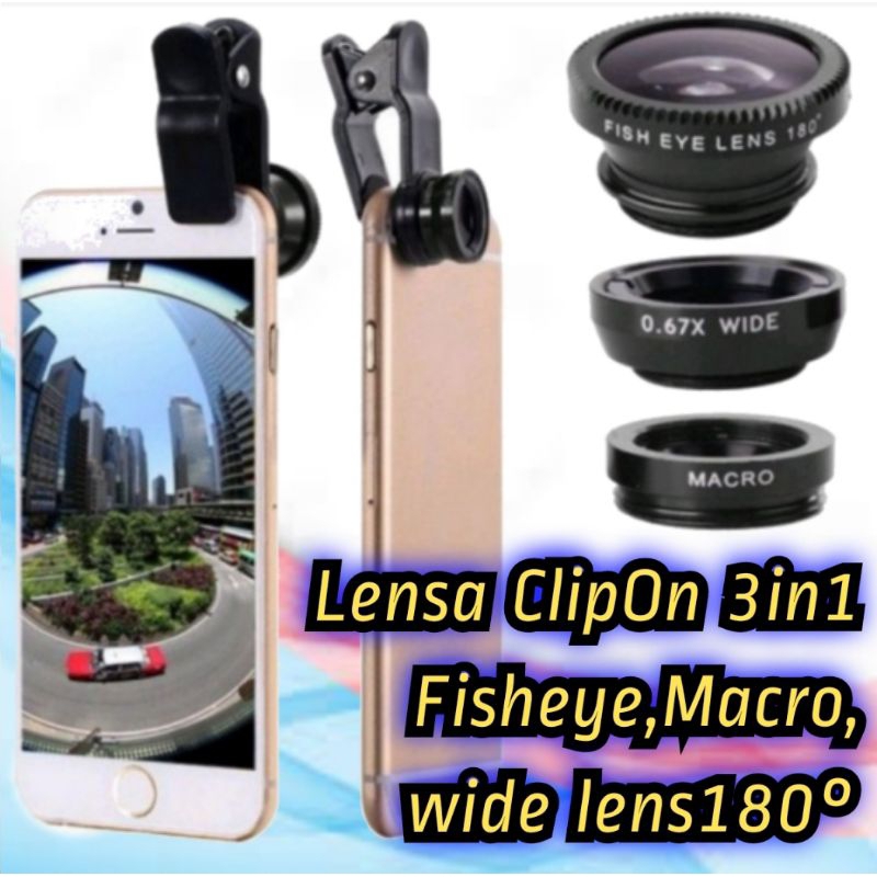 Fisheye wide lens 180 derajat clip on rounded lensa hp wide angle fisheye