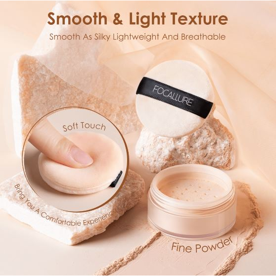 FOCALLURE Bedak Tabur Natural Tahan Lama Loose Powder Compact Powder Face Makeup  Waterproof