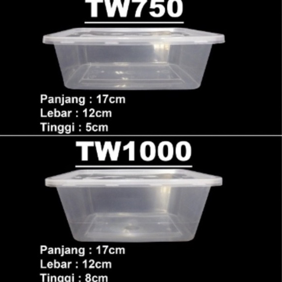 ( 5 PCS ) KOTAK THINWALL PERSEGI 750,800,1000 ML