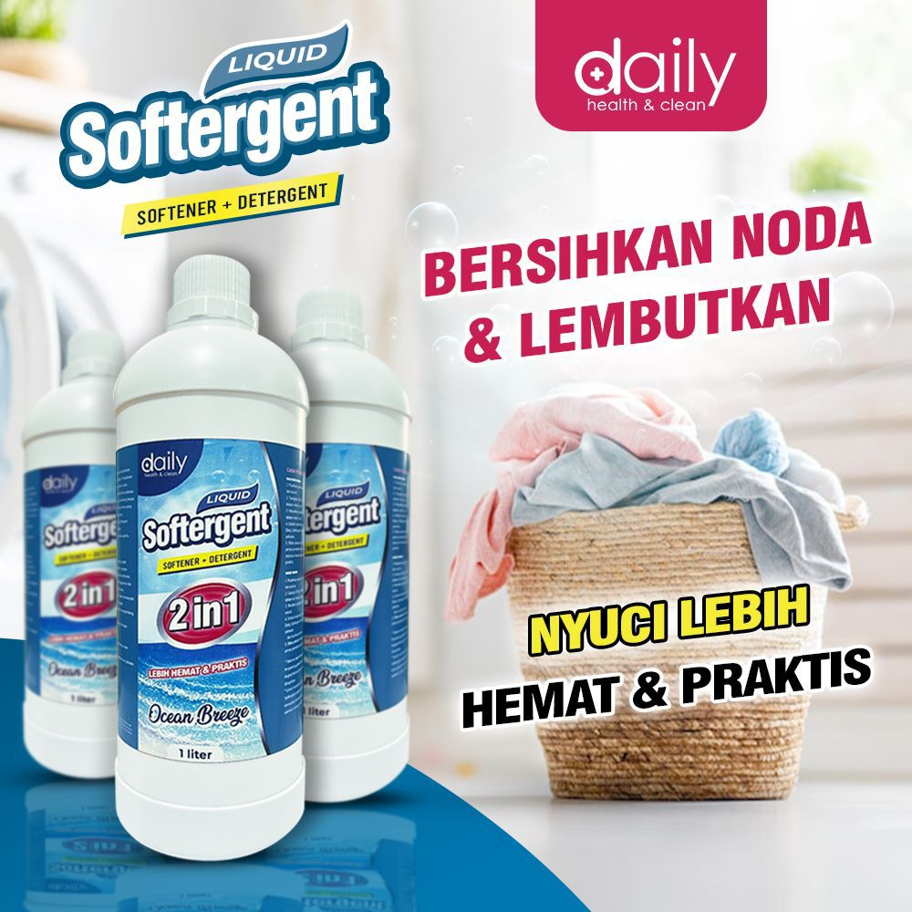 Softergent 2in1 - Daily Softener + Detergent 1 Liter Deterjen dengan Pelembut Pakaian Laundry