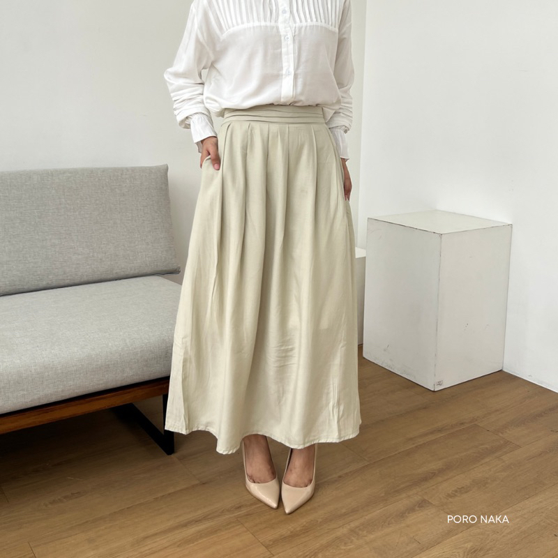 PORO NAKA - KURO Skirt | Rok Maxi Panjang Katun Motif Salur