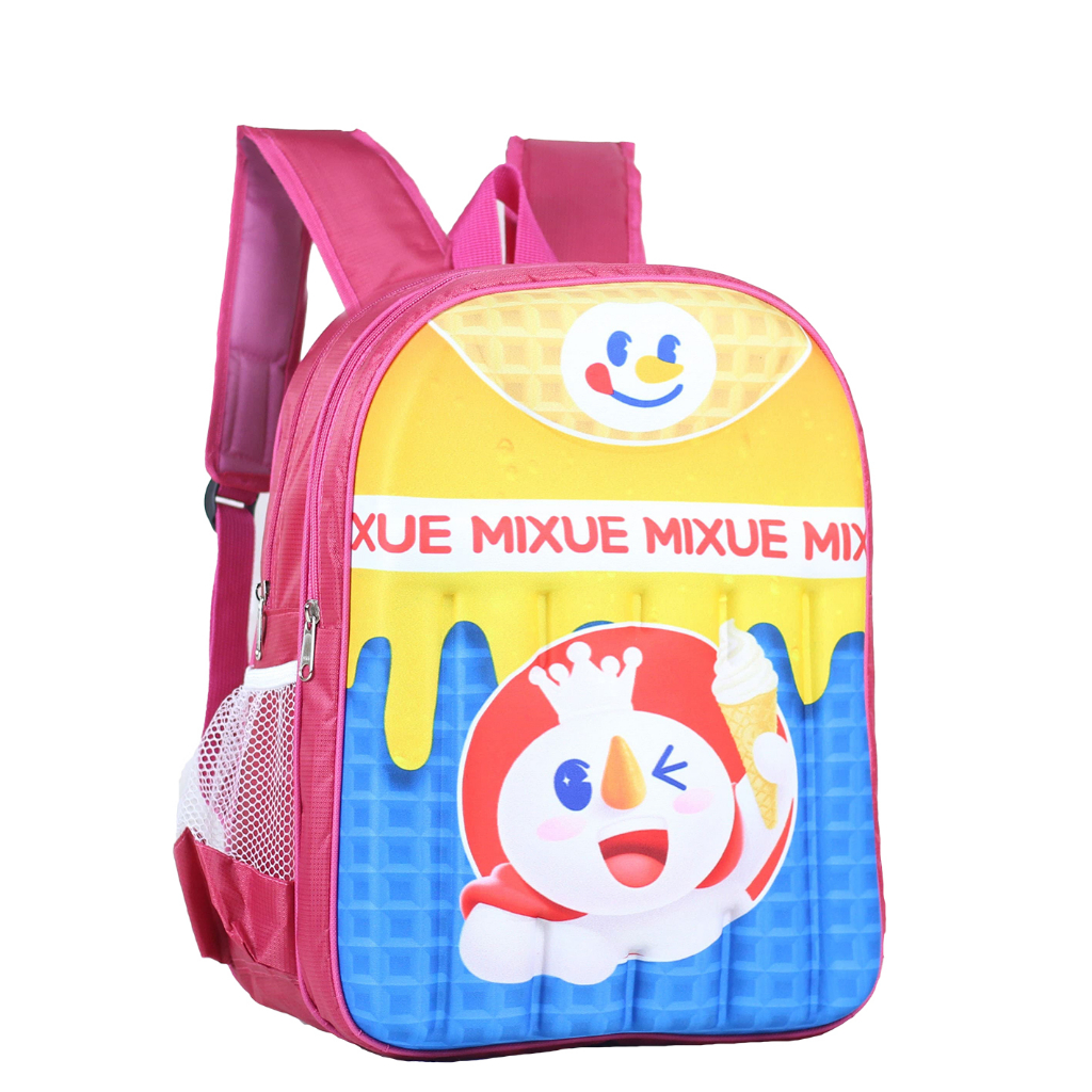 Tas Ransel Anak Mixue TK SD 3D Emboss MIXUE Es Krim Terbaru Model Impor Bahan Kuat Awet Kapasitas Besar Muat Banyak backapck Impor Anak TK PAUD Timbul Tebal