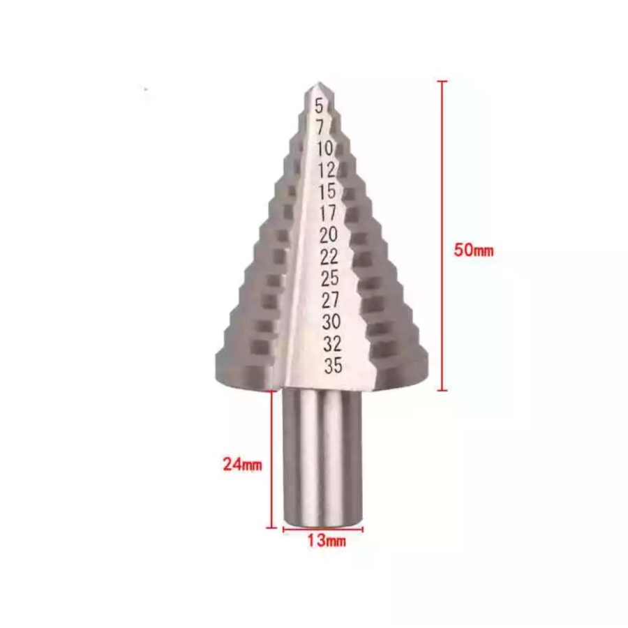 Mata Bor Pagoda Kerucut HSS 5-35mm 13 Step Drill Bits