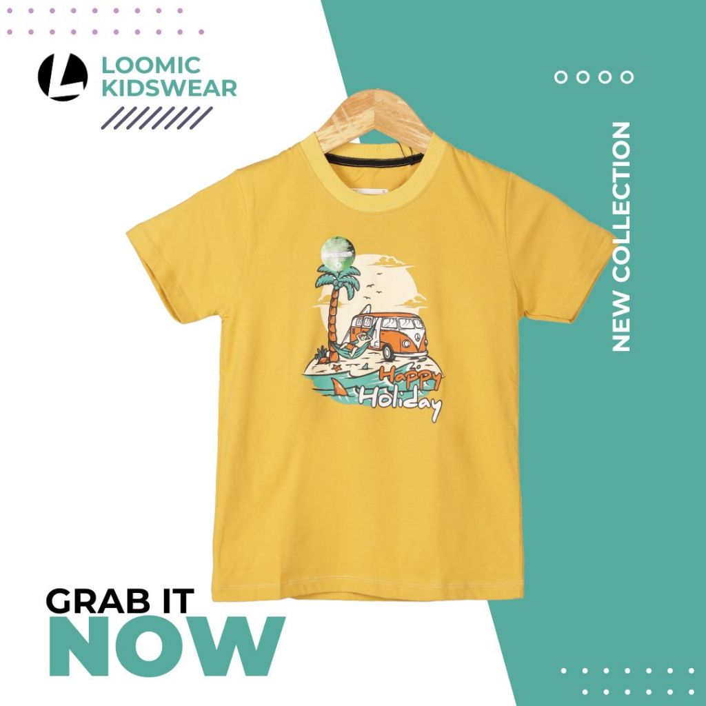 Loomic Kidswear 08/ kaos anak Premium Bahan Anti bakteri Estimasi Umur 2 - 12 Tahun