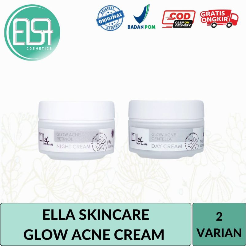 Ella skincare glow acne centella day&night krim jerawat