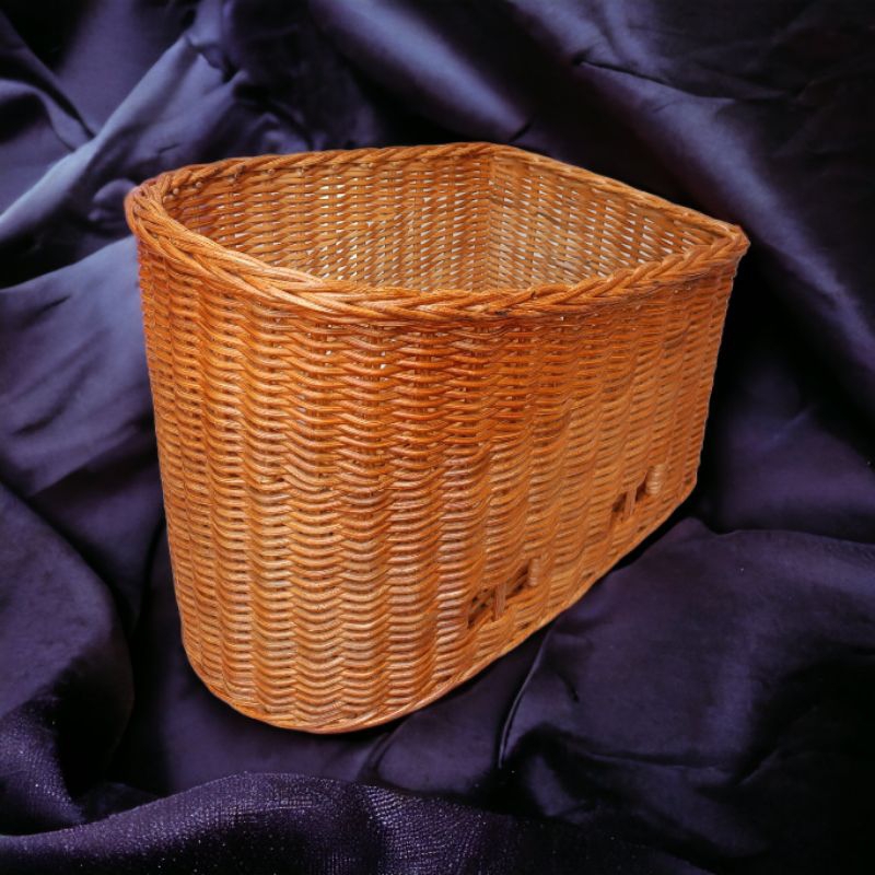 keranjang rotan sepeda belakang  unik penyimpanan serbaguna 45x30x35 cm