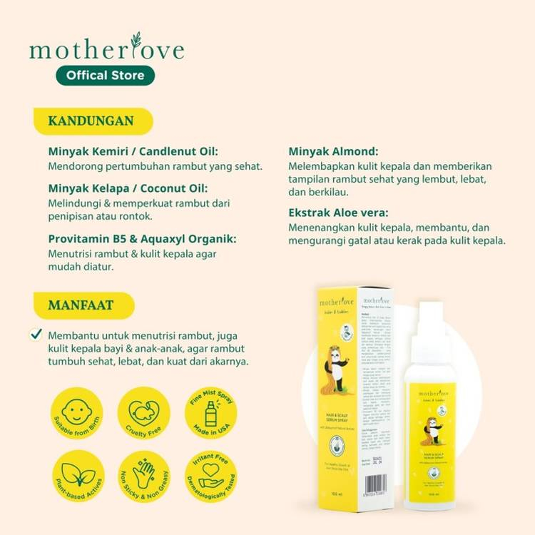 PERA726 MOTHERLOVE HAIR AND SCALP SERUM SPRAY / SERUM PENUMBUH RAMBUT ANAK 100ML