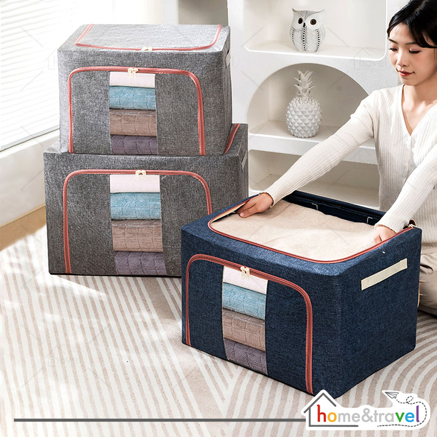 HOVELSHOP Box Kontainer Tempat Lipat Penyimpanan Baju Buku Selimut Storage Organizer Lipat Praktis