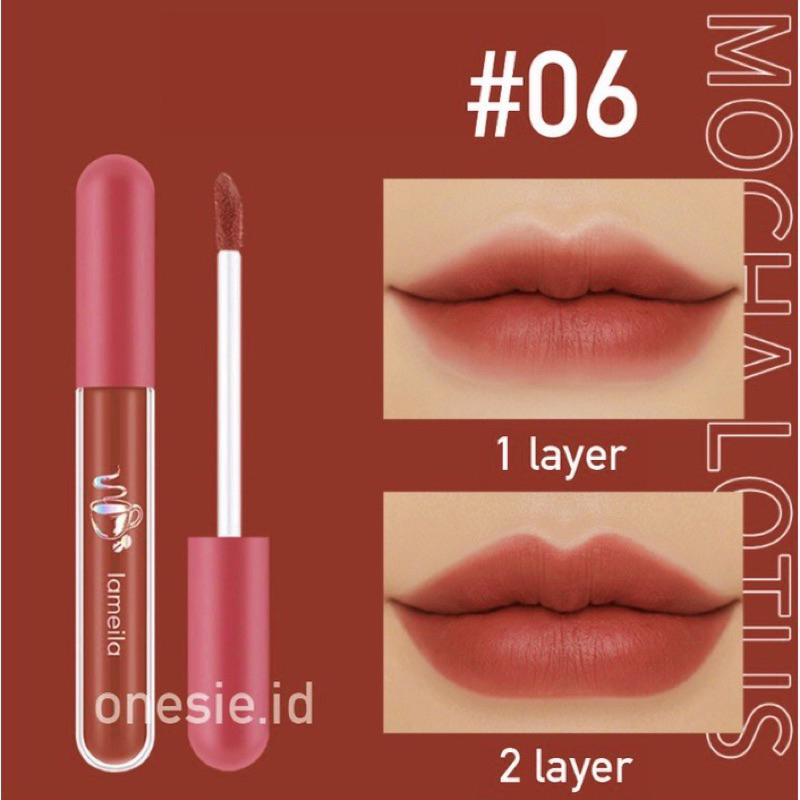 bgskinbukittinggi- LAMEILA Lip Glaze Velvet Matte Lip Gloss Lipstik Cair Pelembab Lisptick 1041